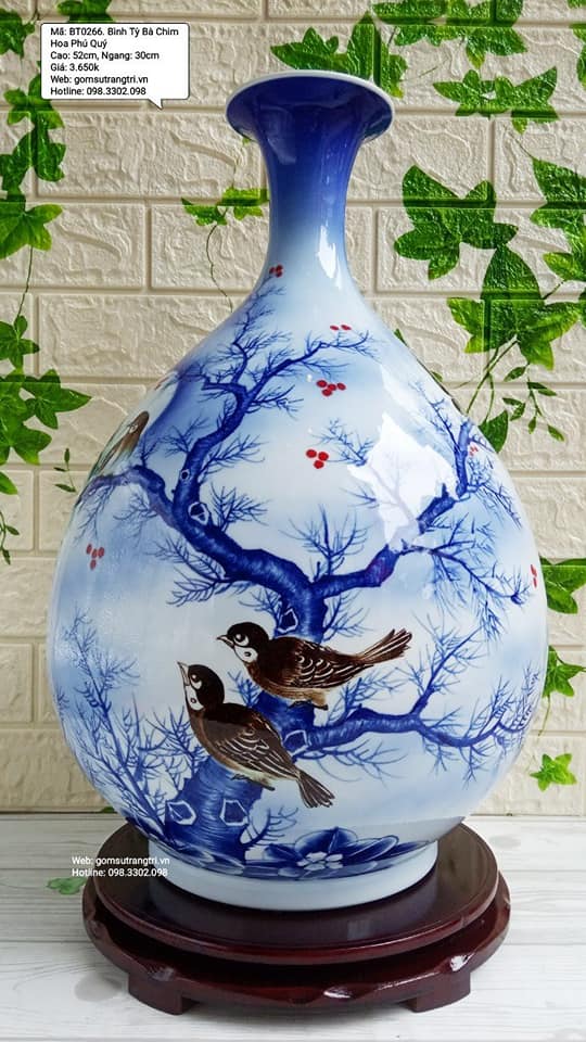 BÌNH TỲ BÀ CHIM HOA PHÚ QUÝ